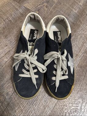 Golden Goose Black Sneakers with Silver Star